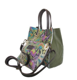 Multi-color python embossed handbag with detachable purse