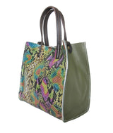 Bottom view of python embossed handbag, detailed texture