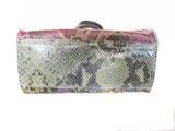 Interior view of python embossed handbag, open top