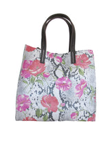Floral python print handbag, Italian crafted luxury accessory.