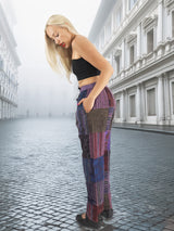 Ethical and artistic Boho Cotton Patchwork Pants with a unique design. Unisex, stonewashed, and ideal for a relaxed, free-spirited look.