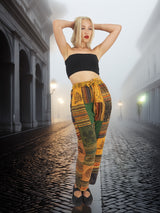 Unisex boho cotton patchwork pants with a drawstring waist. Handmade and eco-friendly, offering comfort and style in a vintage-inspired design.