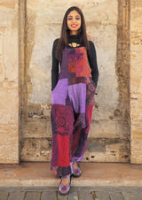 Handmade Purple Blue Casual Boho Hippie Cotton Patch Work Pants Overall Jumper