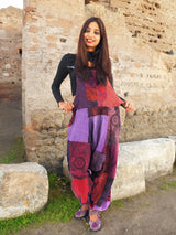 Handmade Purple Blue Casual Boho Hippie Cotton Patch Work Pants Overall Jumper