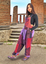 Handmade Purple Blue Casual Boho Hippie Cotton Patch Work Pants Overall Jumper