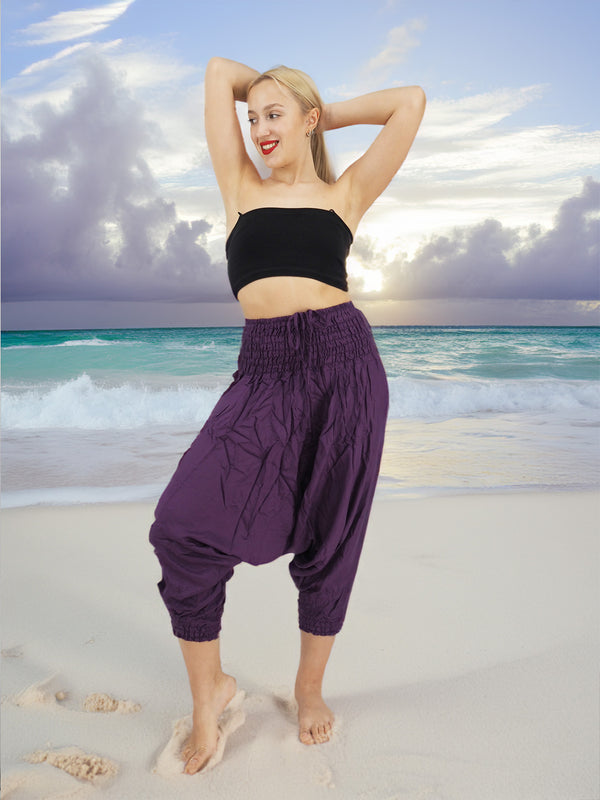 Handmade Casual Boho Rayon Hippie Yoga Alladin Pants One Size Light Purple