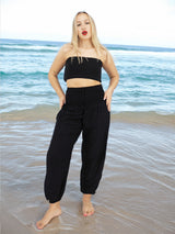 Unisex Harem Yoga Hippie Boho Solid Black