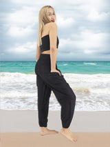 Unisex Harem Yoga Hippie Boho Solid Black