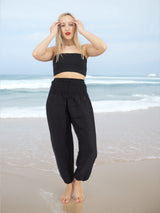 Unisex Harem Yoga Hippie Boho Solid Black