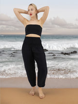 Unisex Harem Yoga Hippie Boho Solid Black