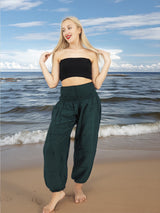 Unisex Harem Yoga Hippie Boho Solid Dark Green