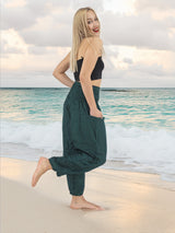 Unisex Harem Yoga Hippie Boho Solid Dark Green