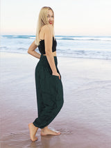 Unisex Harem Yoga Hippie Boho Solid Dark Green