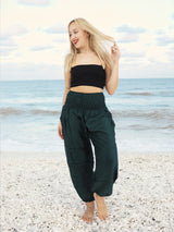 Unisex Harem Yoga Hippie Boho Solid Dark Green