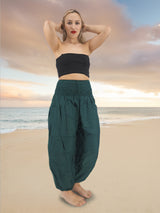 Unisex Harem Yoga Hippie Boho Solid Dark Green