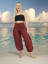 Unisex Harem Yoga Hippie Boho Pants Solid Burgandy