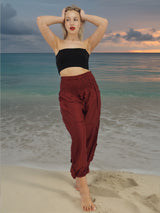 Unisex Harem Yoga Hippie Boho Pants Solid Burgandy