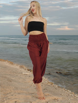 Unisex Harem Yoga Hippie Boho Pants Solid Burgandy