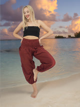 Unisex Harem Yoga Hippie Boho Pants Solid Burgandy