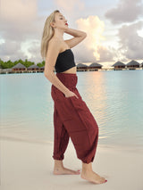 Unisex Harem Yoga Hippie Boho Pants Solid Burgandy