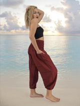 Unisex Harem Yoga Hippie Boho Pants Solid Burgandy