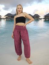 Unisex Harem Yoga Hippie Boho Pants Solid Plum Dark Pink