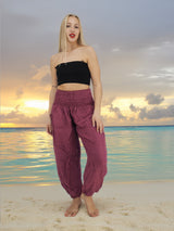 Unisex Harem Yoga Hippie Boho Pants Solid Plum Dark Pink