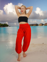 Unisex Harem Yoga Hippie Boho Pants Solid Vibrant Red