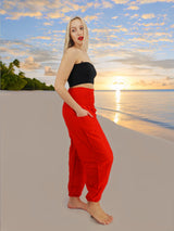Unisex Harem Yoga Hippie Boho Pants Solid vibrant Red