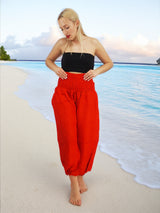 Unisex Harem Yoga Hippie Boho Pants Solid vibrant Red