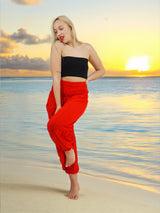 Unisex Harem Yoga Hippie Boho Pants Solid vibrant Red