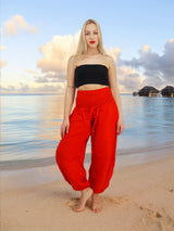 Unisex Harem Yoga Hippie Boho Pants Solid vibrant Red