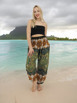 Unisex Harem Yoga Hippie Boho Pants in Green And Brown Tones