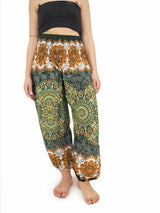 Unisex Harem Yoga Hippie Boho Pants in Green And Brown Tones
