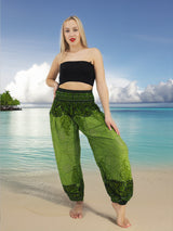 Unisex Harem Yoga Hippie Boho Pants in Green Tones