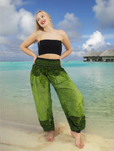 Unisex Harem Yoga Hippie Boho Pants in Green Tones
