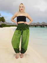 Unisex Harem Yoga Hippie Boho Pants in Green Tones