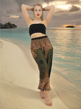Unisex Harem Yoga Hippie Boho Pants in Green Brown Tones