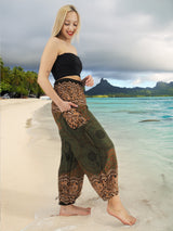 Unisex Harem Yoga Hippie Boho Pants in Green Brown Tones