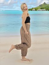 Unisex Harem Yoga Hippie Boho Pants Solid Beige L