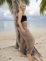 Unisex Harem Yoga Hippie Boho Pants Solid Beige