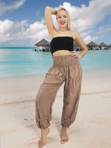 Unisex Harem Yoga Hippie Boho Pants Solid Beige