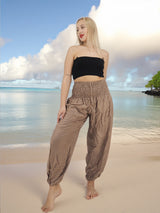 Unisex Harem Yoga Hippie Boho Pants Solid Beige