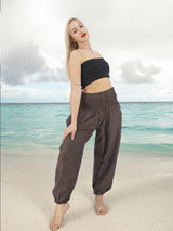 Unisex Harem Yoga Hippie Boho Pants Solid Brown