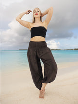 Unisex Harem Yoga Hippie Boho Pants Solid Brown