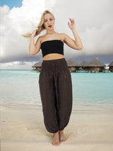 Unisex Harem Yoga Hippie Boho Pants Solid Brown