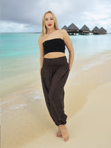 Unisex Harem Yoga Hippie Boho Pants Solid Brown