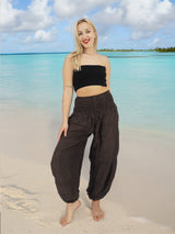 Unisex Harem Yoga Hippie Boho Pants Solid Brown