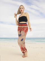Unisex Harem Yoga Hippie Boho Pants Blue And Red Print