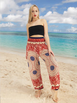 Unisex Harem Yoga Hippie Boho Pants Blue And Red Print